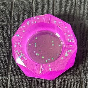 Purple iridescent and glitter resin handmade ashtray